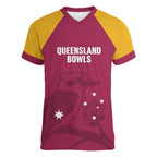 Custom Queensland Bowls Australia Women V-Neck T-Shirt Go Champions QLD Kookaburra - Aussie Hoodie
