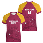 Custom Queensland Bowls Australia Women V-Neck T-Shirt Go Champions QLD Kookaburra - Aussie Hoodie