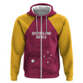 Custom Queensland Bowls Australia Zip Hoodie Go Champions QLD Kookaburra - Aussie Hoodie