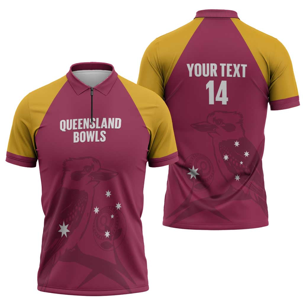 Custom Queensland Bowls Australia Zipper Polo Shirt Go Champions QLD Kookaburra - Aussie Hoodie