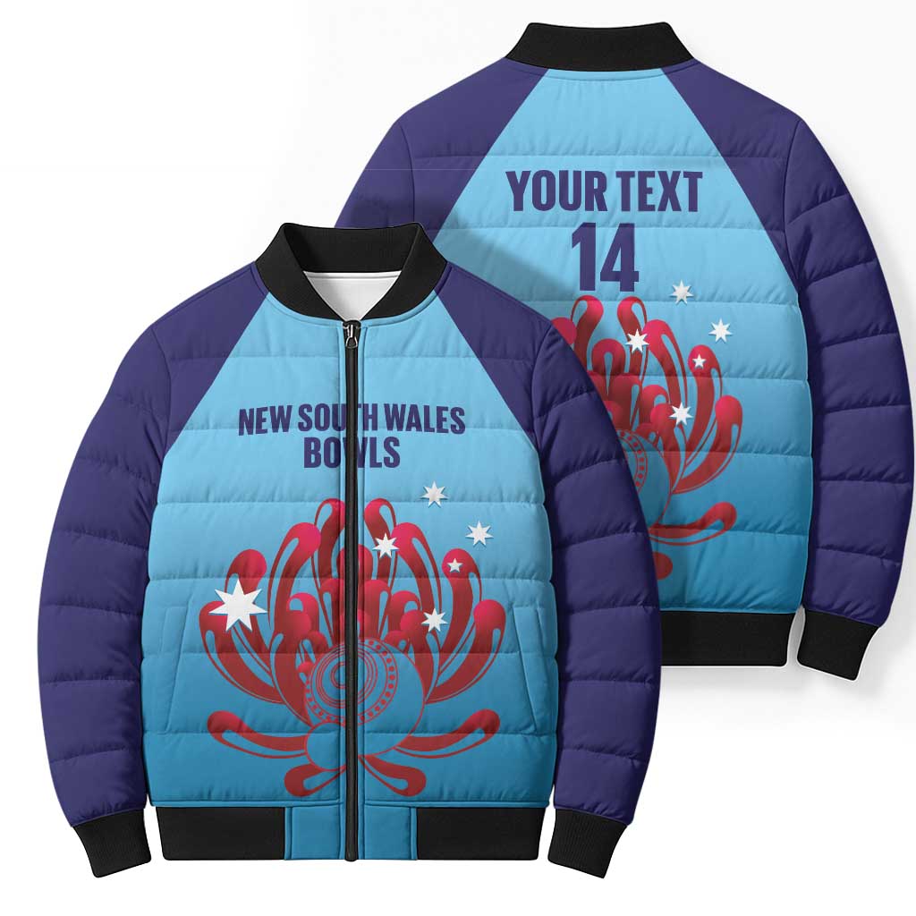 Custom New South Wales Bowls Australia Bomber Puffer Jacket Go Champions NSW Waratah - Aussie Hoodie
