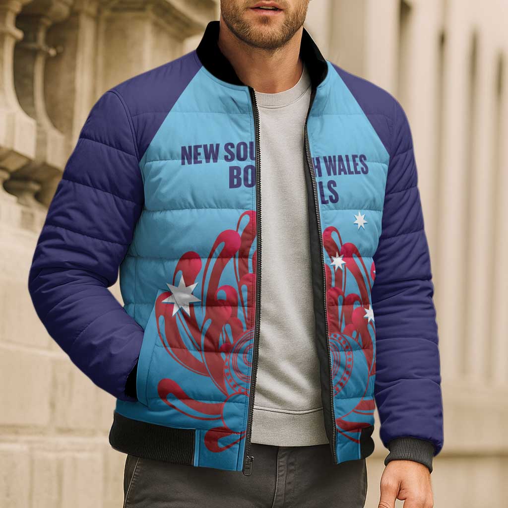 Custom New South Wales Bowls Australia Bomber Puffer Jacket Go Champions NSW Waratah - Aussie Hoodie