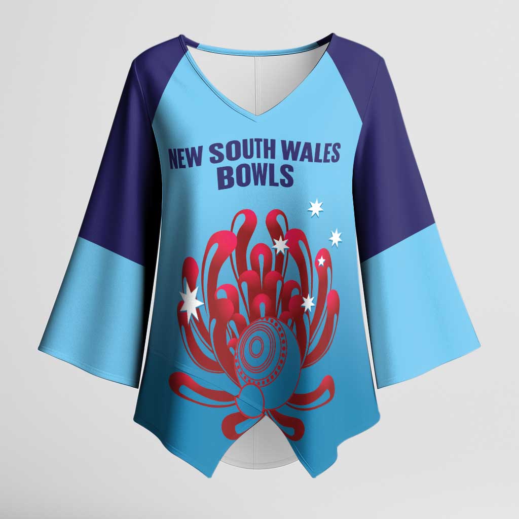 Custom New South Wales Bowls Australia Kimono Sleeve Blouse Go Champions NSW Waratah - Aussie Hoodie