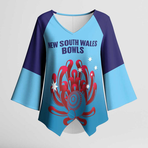 Custom New South Wales Bowls Australia Kimono Sleeve Blouse Go Champions NSW Waratah - Aussie Hoodie