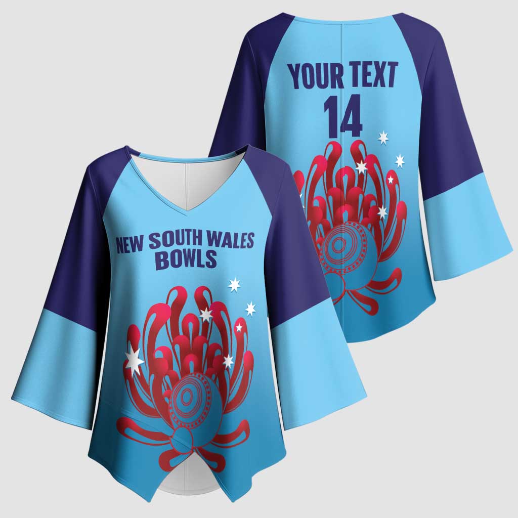 Custom New South Wales Bowls Australia Kimono Sleeve Blouse Go Champions NSW Waratah - Aussie Hoodie
