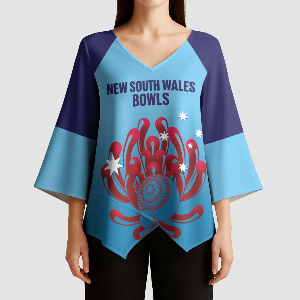 Custom New South Wales Bowls Australia Kimono Sleeve Blouse Go Champions NSW Waratah - Aussie Hoodie