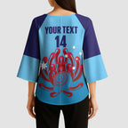 Custom New South Wales Bowls Australia Kimono Sleeve Blouse Go Champions NSW Waratah - Aussie Hoodie