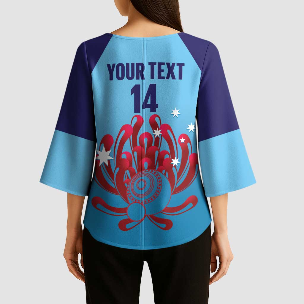 Custom New South Wales Bowls Australia Kimono Sleeve Blouse Go Champions NSW Waratah - Aussie Hoodie