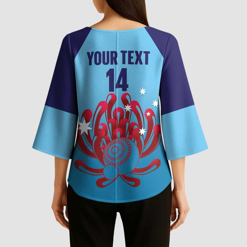 Custom New South Wales Bowls Australia Kimono Sleeve Blouse Go Champions NSW Waratah - Aussie Hoodie