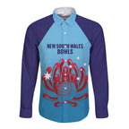 Custom New South Wales Bowls Australia Long Sleeve Button Shirt Go Champions NSW Waratah - Aussie Hoodie
