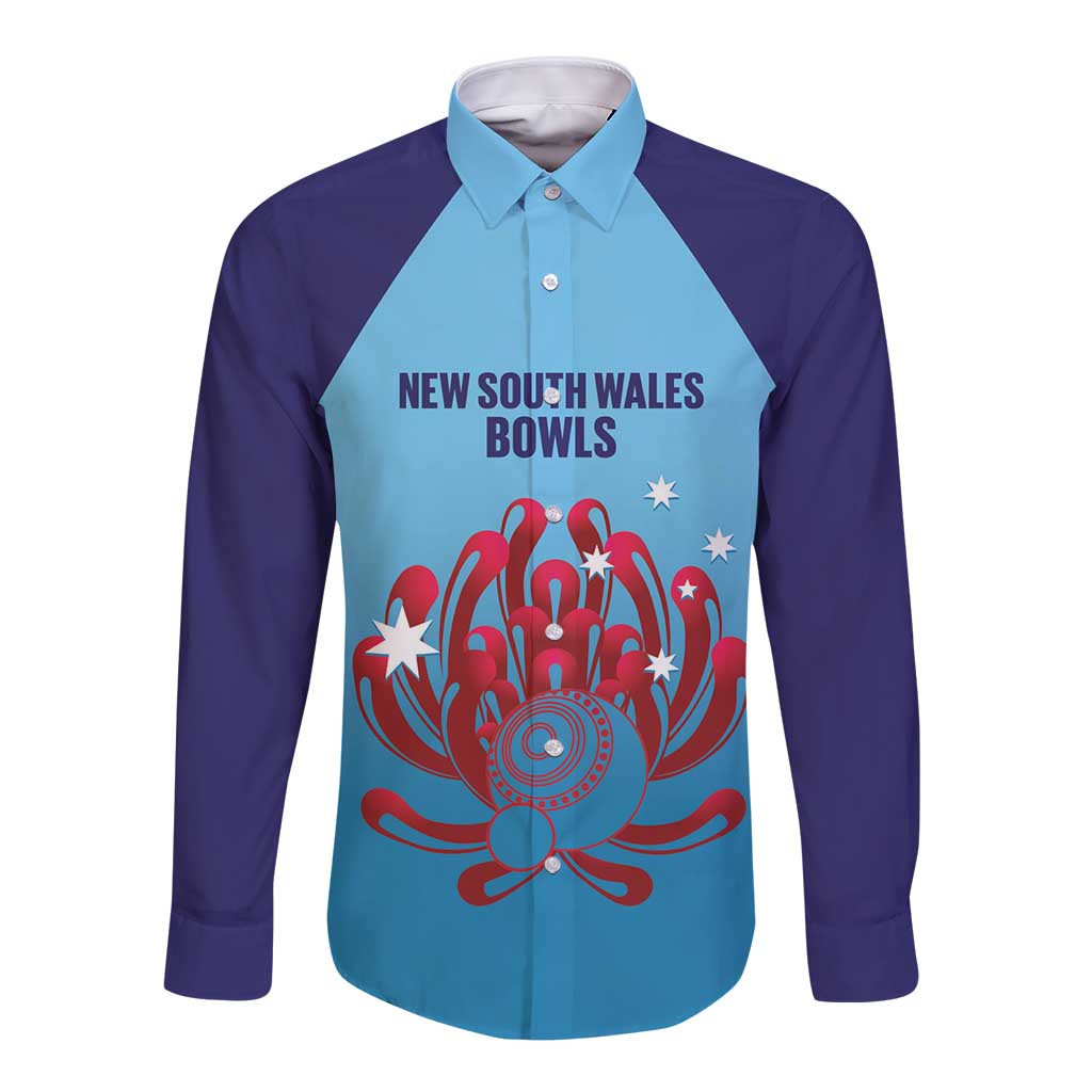 Custom New South Wales Bowls Australia Long Sleeve Button Shirt Go Champions NSW Waratah - Aussie Hoodie