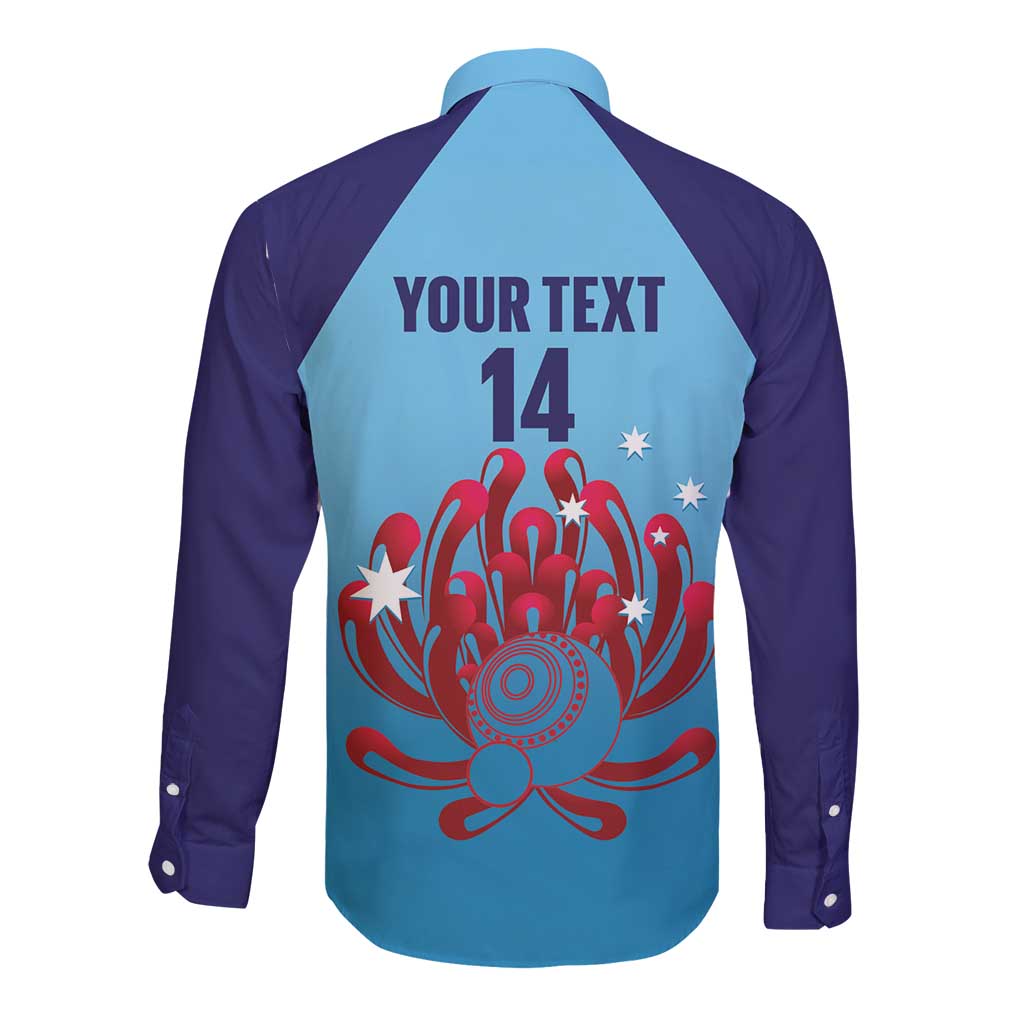 Custom New South Wales Bowls Australia Long Sleeve Button Shirt Go Champions NSW Waratah - Aussie Hoodie