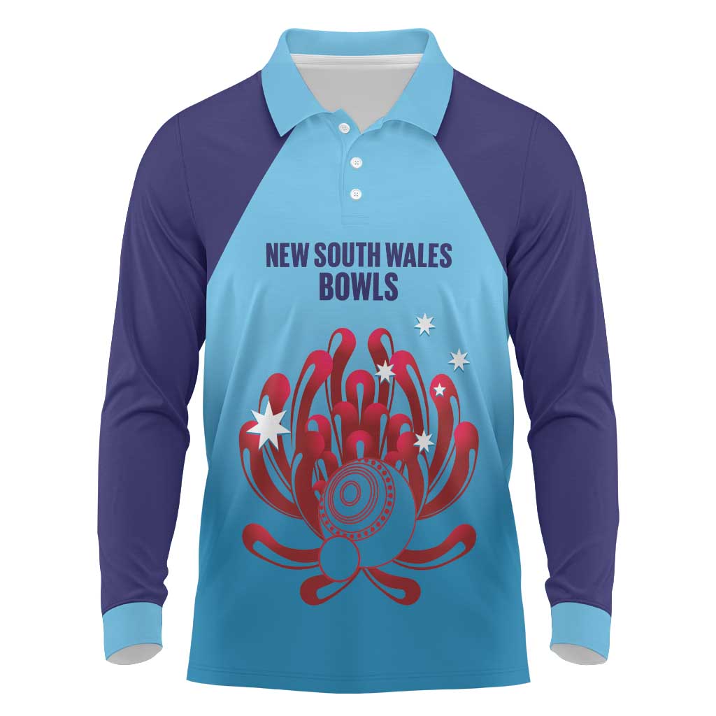 Custom New South Wales Bowls Australia Long Sleeve Polo Shirt Go Champions NSW Waratah - Aussie Hoodie