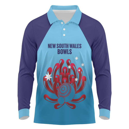 Custom New South Wales Bowls Australia Long Sleeve Polo Shirt Go Champions NSW Waratah - Aussie Hoodie