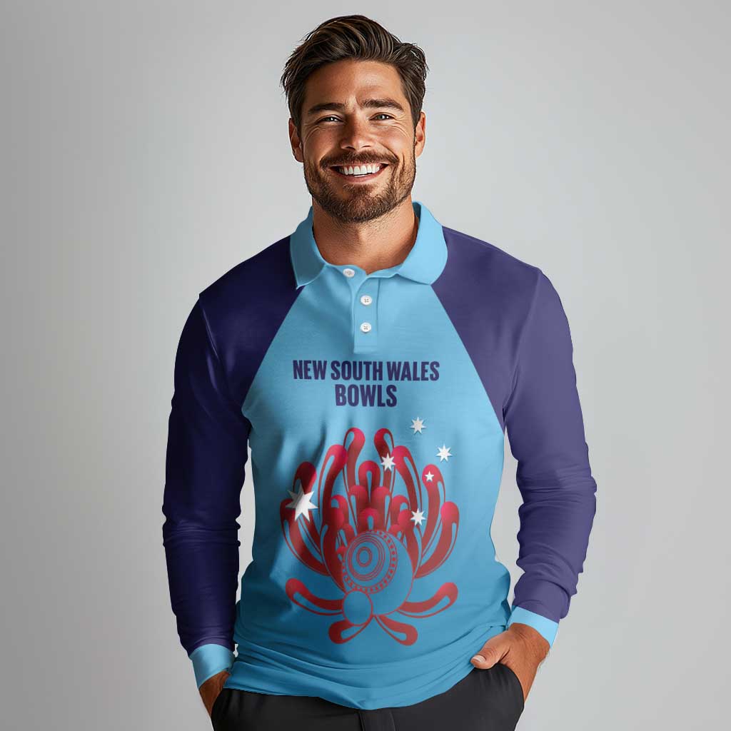 Custom New South Wales Bowls Australia Long Sleeve Polo Shirt Go Champions NSW Waratah - Aussie Hoodie