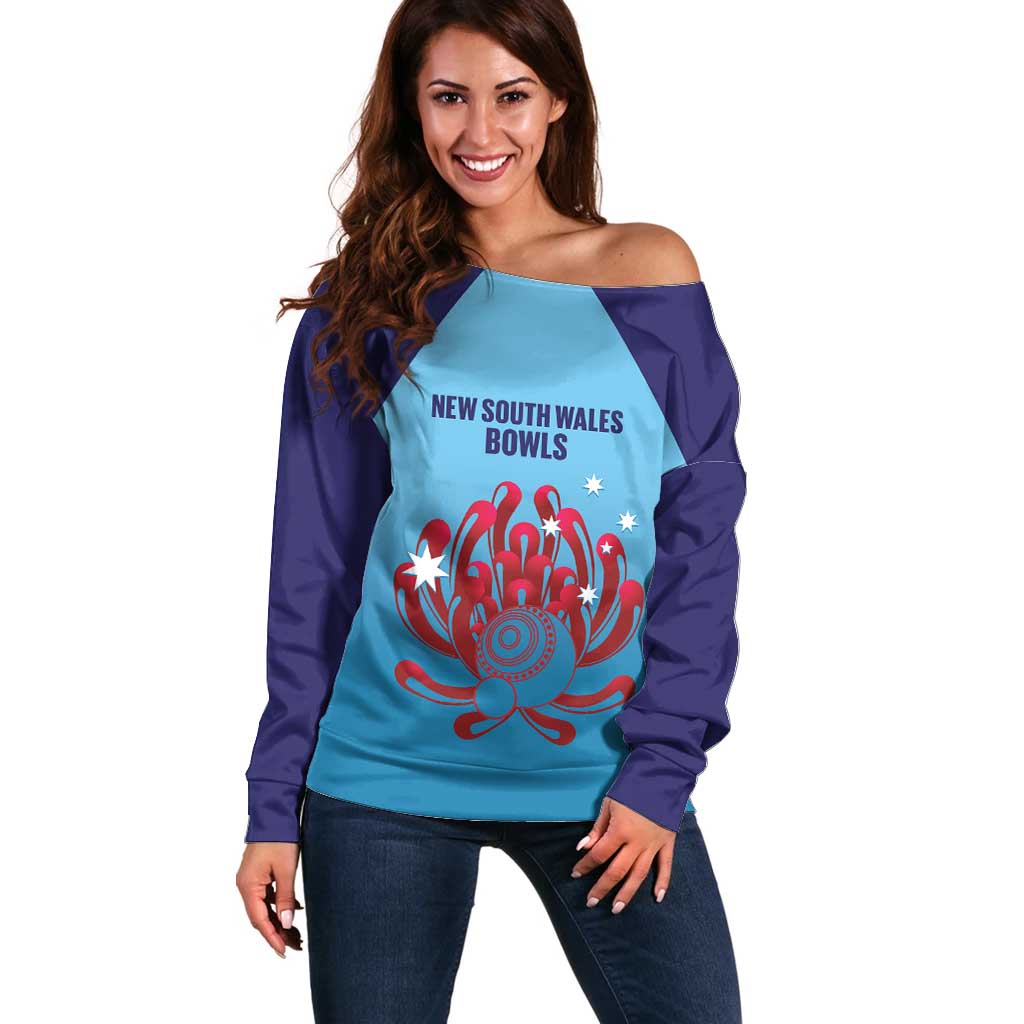 Custom New South Wales Bowls Australia Off Shoulder Sweater Go Champions NSW Waratah - Aussie Hoodie