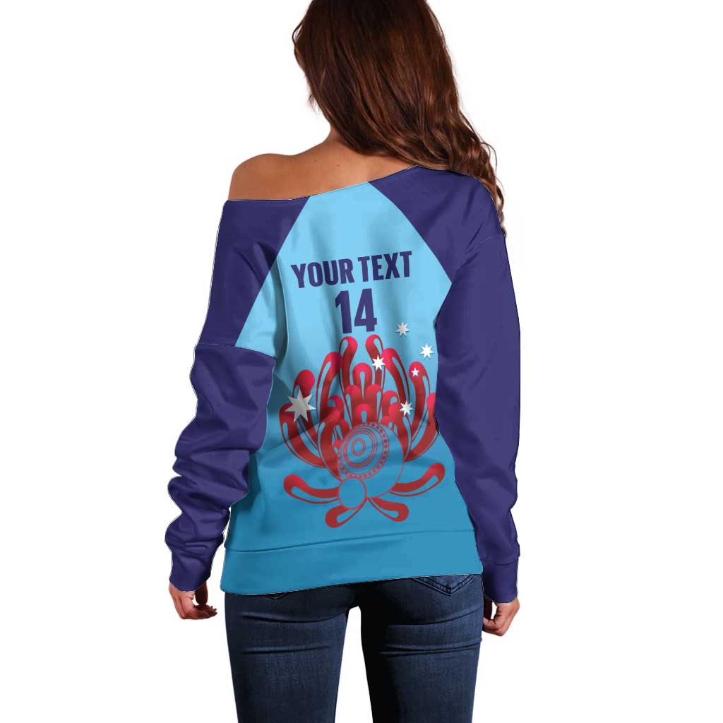 Custom New South Wales Bowls Australia Off Shoulder Sweater Go Champions NSW Waratah - Aussie Hoodie