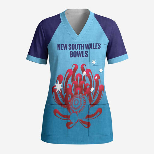 Custom New South Wales Bowls Australia Scrub Top Go Champions NSW Waratah - Aussie Hoodie