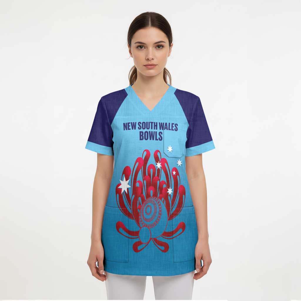 Custom New South Wales Bowls Australia Scrub Top Go Champions NSW Waratah - Aussie Hoodie