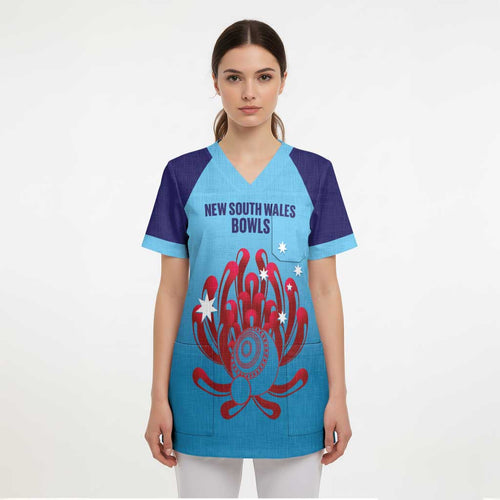 Custom New South Wales Bowls Australia Scrub Top Go Champions NSW Waratah - Aussie Hoodie