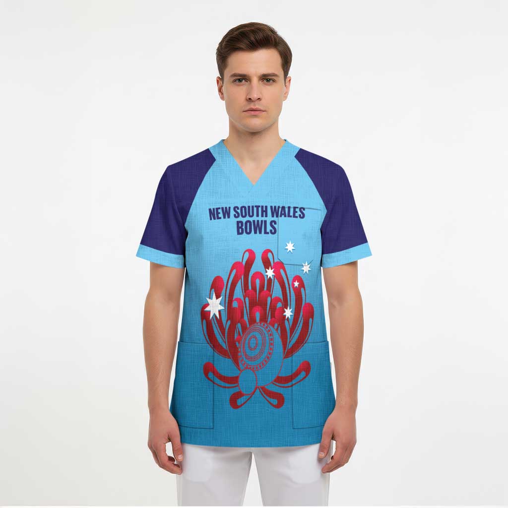 Custom New South Wales Bowls Australia Scrub Top Go Champions NSW Waratah - Aussie Hoodie