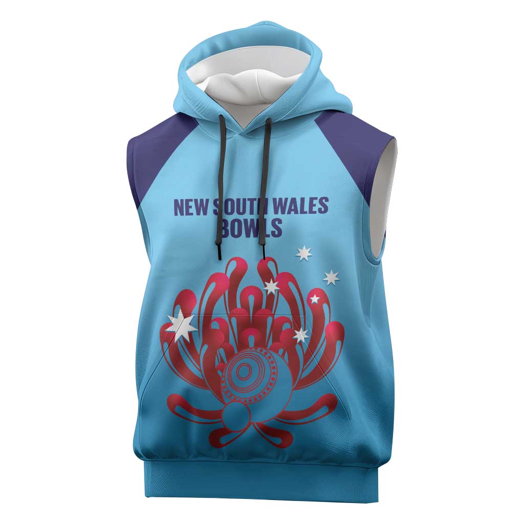 Custom New South Wales Bowls Australia Sleeveless Hoodie Go Champions NSW Waratah - Aussie Hoodie
