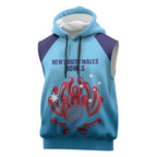 Custom New South Wales Bowls Australia Sleeveless Hoodie Go Champions NSW Waratah - Aussie Hoodie
