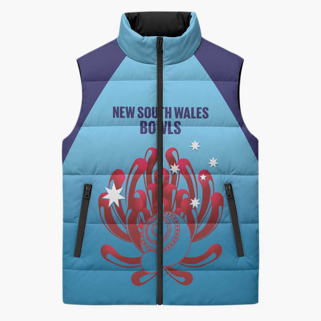 Custom New South Wales Bowls Australia Sleeveless Puffer Jacket Go Champions NSW Waratah - Aussie Hoodie