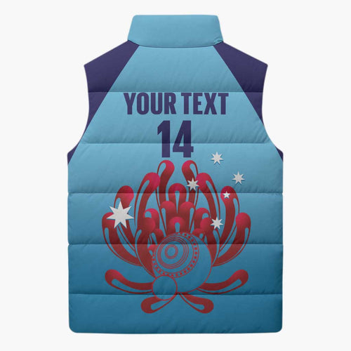 Custom New South Wales Bowls Australia Sleeveless Puffer Jacket Go Champions NSW Waratah - Aussie Hoodie