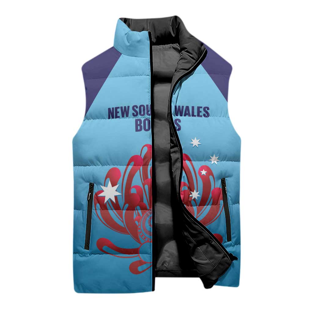 Custom New South Wales Bowls Australia Sleeveless Puffer Jacket Go Champions NSW Waratah - Aussie Hoodie