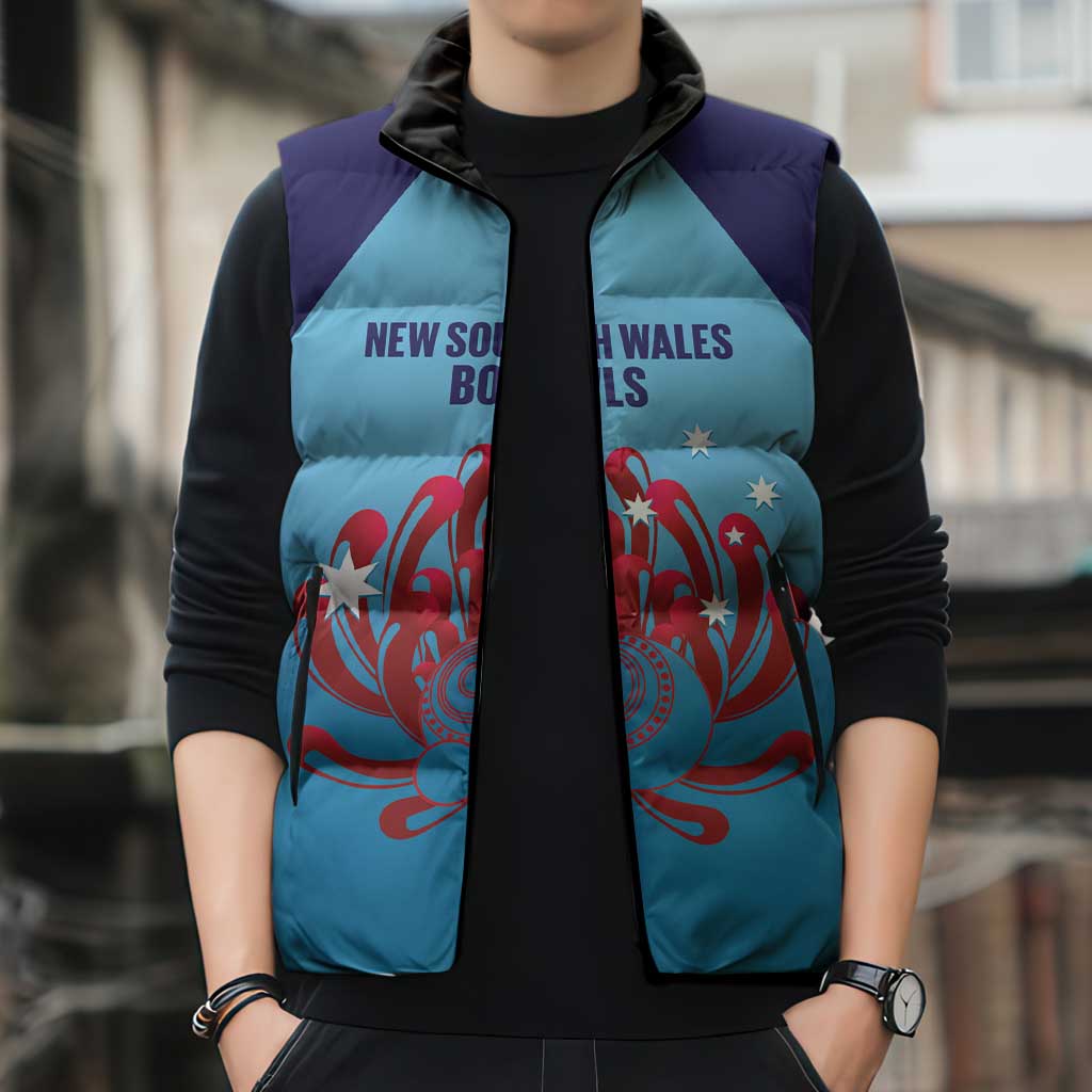 Custom New South Wales Bowls Australia Sleeveless Puffer Jacket Go Champions NSW Waratah - Aussie Hoodie