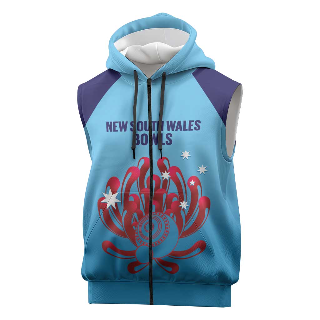Custom New South Wales Bowls Australia Sleeveless Zip Hoodie Go Champions NSW Waratah LT14