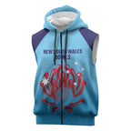 Custom New South Wales Bowls Australia Sleeveless Zip Hoodie Go Champions NSW Waratah LT14