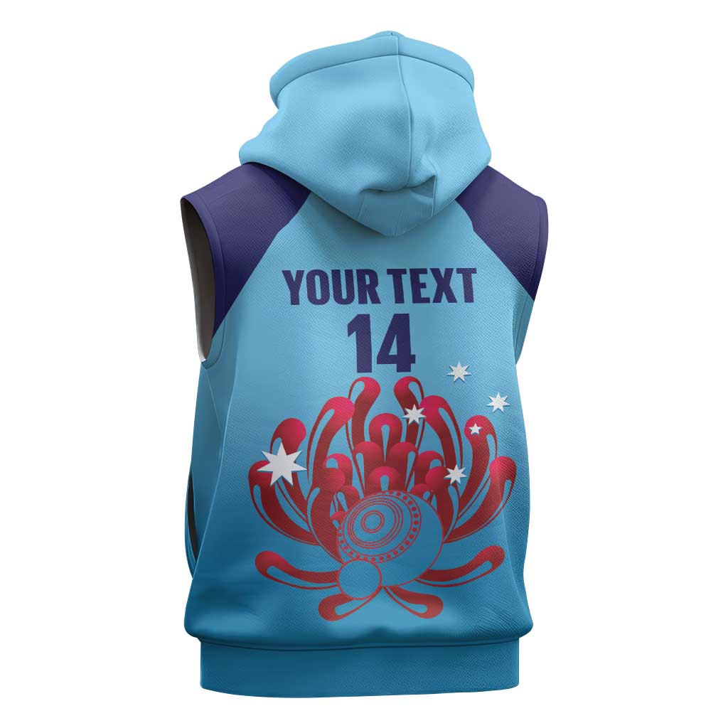 Custom New South Wales Bowls Australia Sleeveless Zip Hoodie Go Champions NSW Waratah LT14