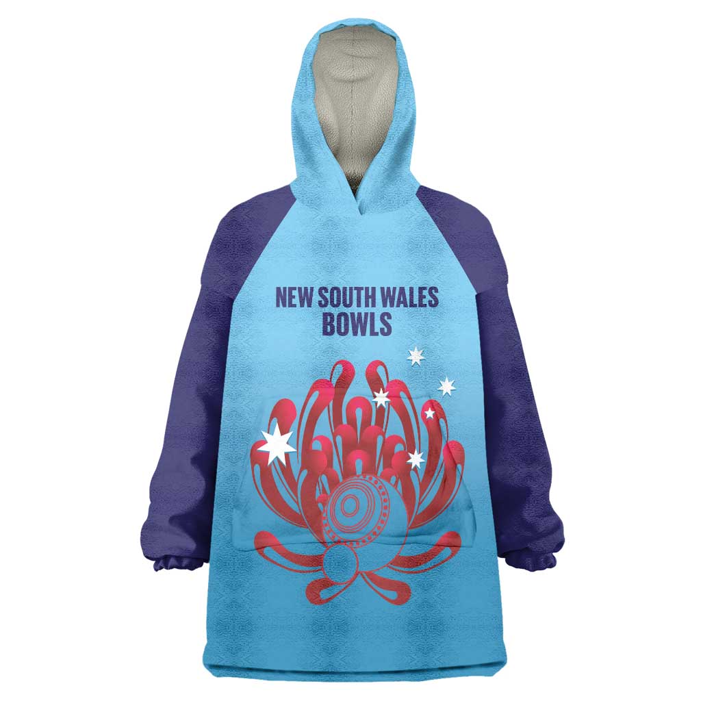 Custom New South Wales Bowls Australia Wearable Blanket Hoodie Go Champions NSW Waratah - Aussie Hoodie