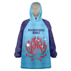 Custom New South Wales Bowls Australia Wearable Blanket Hoodie Go Champions NSW Waratah - Aussie Hoodie