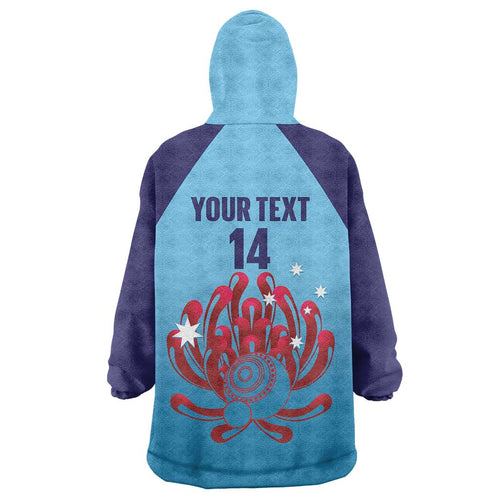 Custom New South Wales Bowls Australia Wearable Blanket Hoodie Go Champions NSW Waratah - Aussie Hoodie