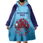 Custom New South Wales Bowls Australia Wearable Blanket Hoodie Go Champions NSW Waratah - Aussie Hoodie