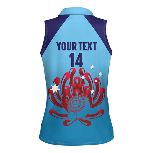 Custom New South Wales Bowls Australia Women Sleeveless Polo Shirt Go Champions NSW Waratah - Aussie Hoodie