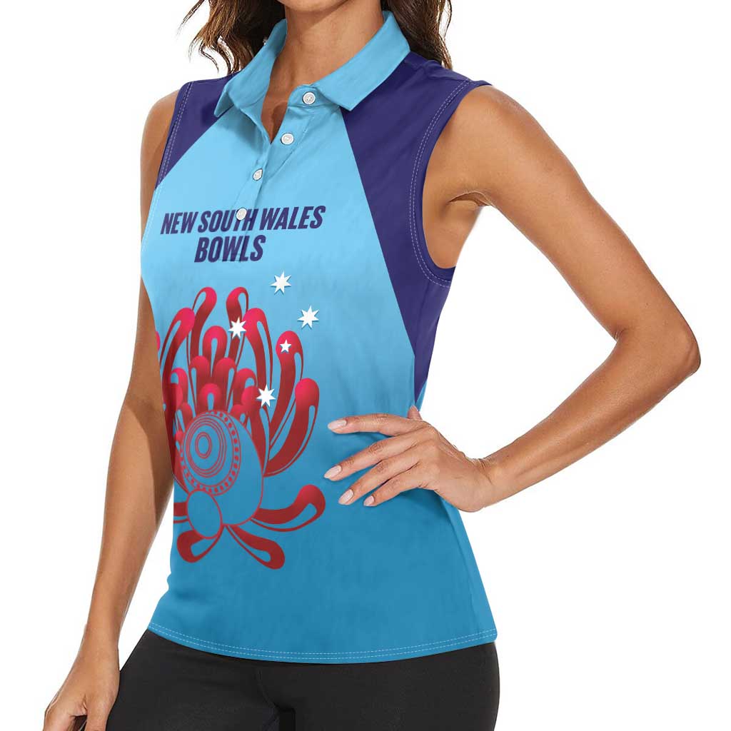 Custom New South Wales Bowls Australia Women Sleeveless Polo Shirt Go Champions NSW Waratah - Aussie Hoodie