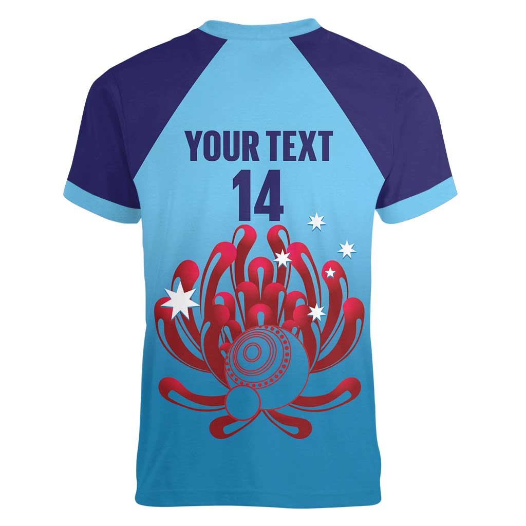 Custom New South Wales Bowls Australia Women V-Neck T-Shirt Go Champions NSW Waratah - Aussie Hoodie