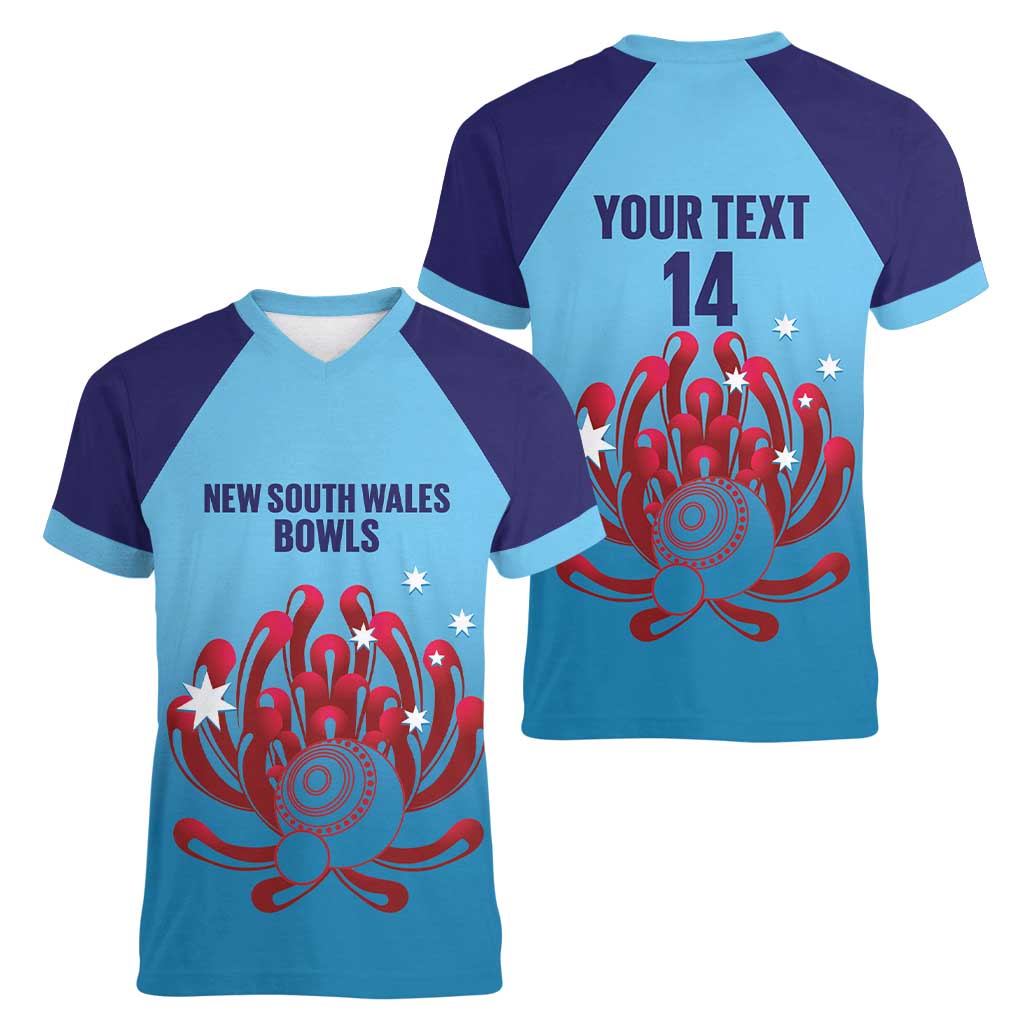 Custom New South Wales Bowls Australia Women V-Neck T-Shirt Go Champions NSW Waratah - Aussie Hoodie