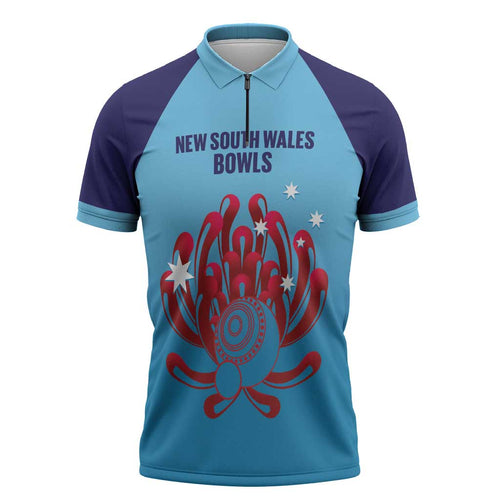 Custom New South Wales Bowls Australia Zipper Polo Shirt Go Champions NSW Waratah - Aussie Hoodie