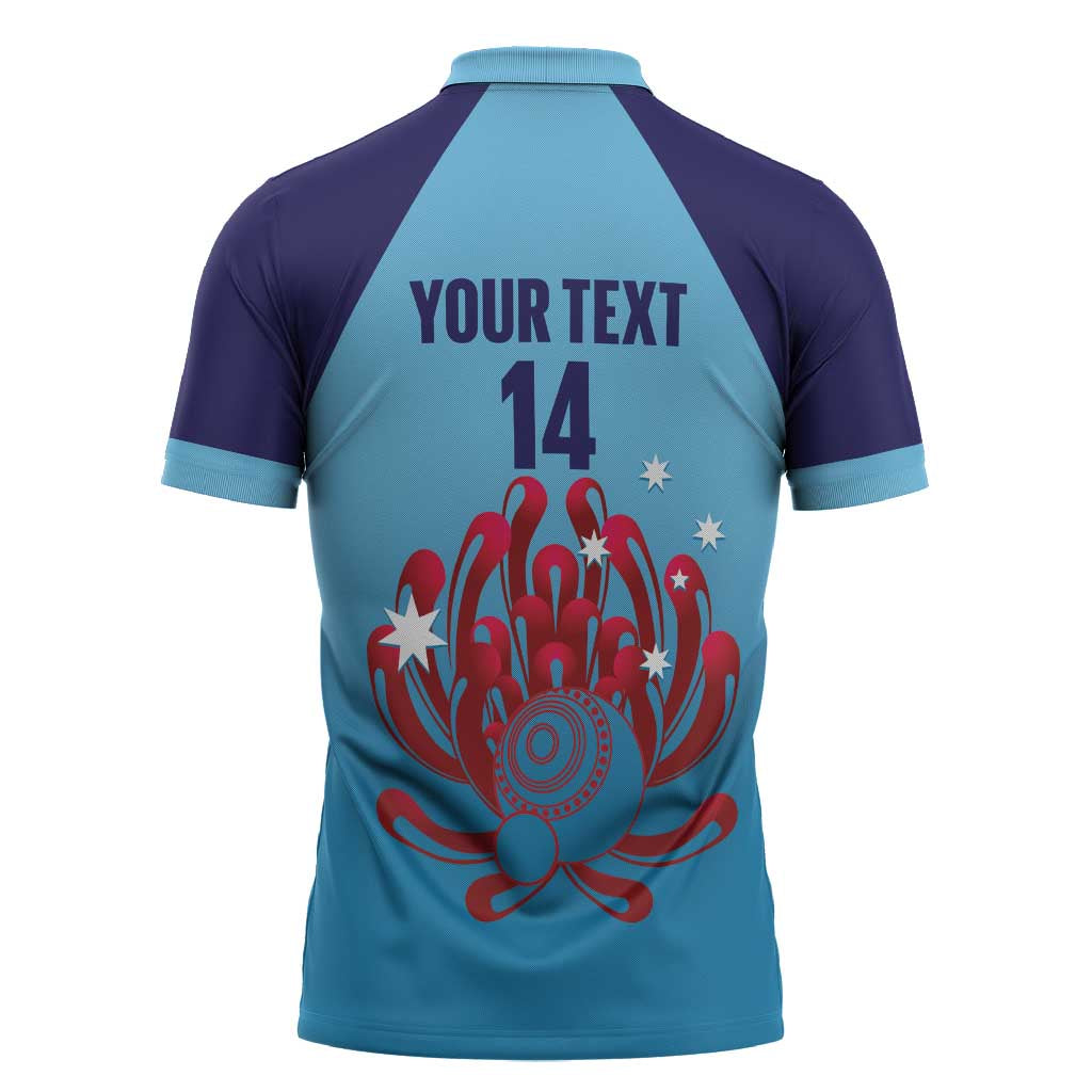 Custom New South Wales Bowls Australia Zipper Polo Shirt Go Champions NSW Waratah - Aussie Hoodie