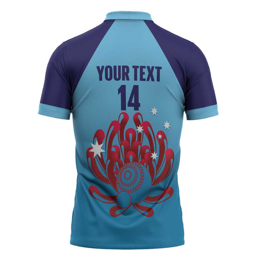 Custom New South Wales Bowls Australia Zipper Polo Shirt Go Champions NSW Waratah - Aussie Hoodie