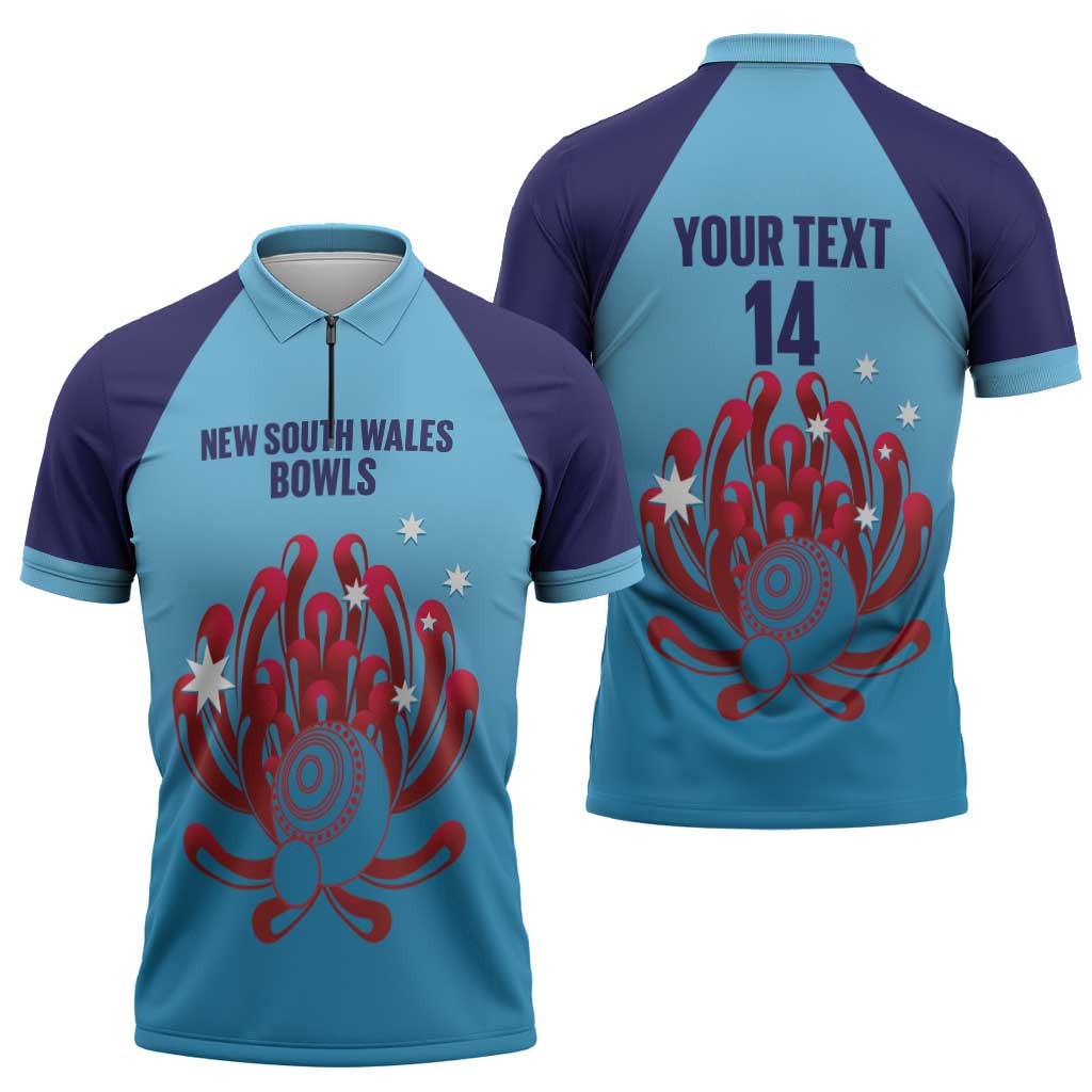 Custom New South Wales Bowls Australia Zipper Polo Shirt Go Champions NSW Waratah - Aussie Hoodie