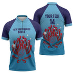 Custom New South Wales Bowls Australia Zipper Polo Shirt Go Champions NSW Waratah - Aussie Hoodie