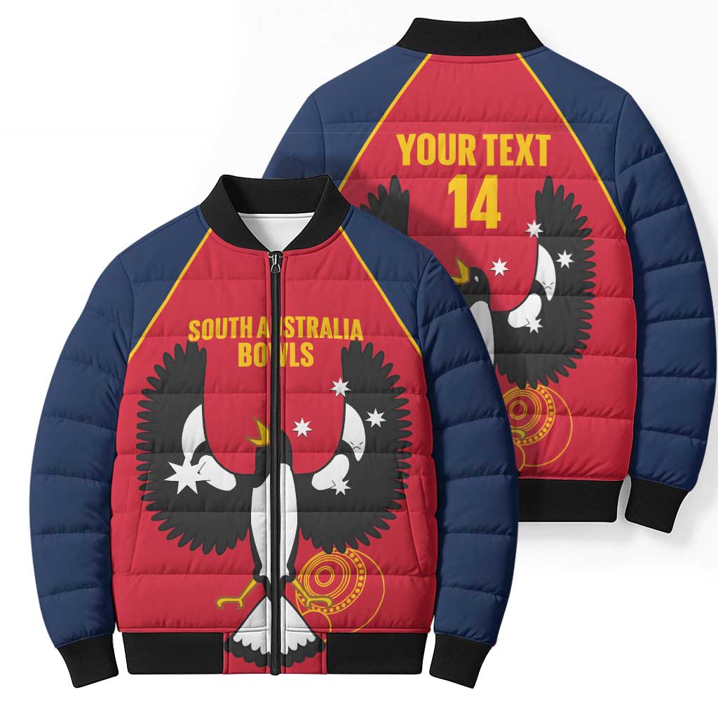 Custom South Australia Bowls Bomber Puffer Jacket Go Champions SA Piping Shrike - Aussie Hoodie