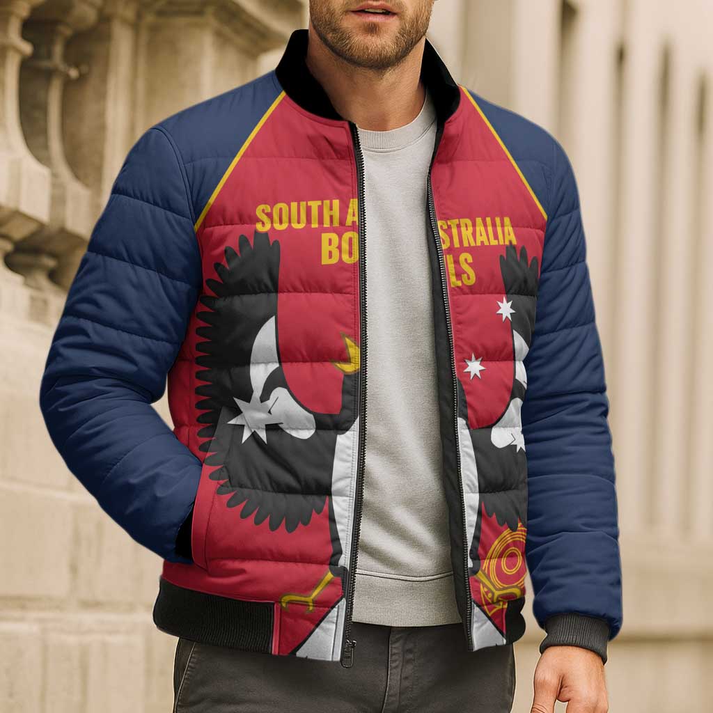 Custom South Australia Bowls Bomber Puffer Jacket Go Champions SA Piping Shrike - Aussie Hoodie