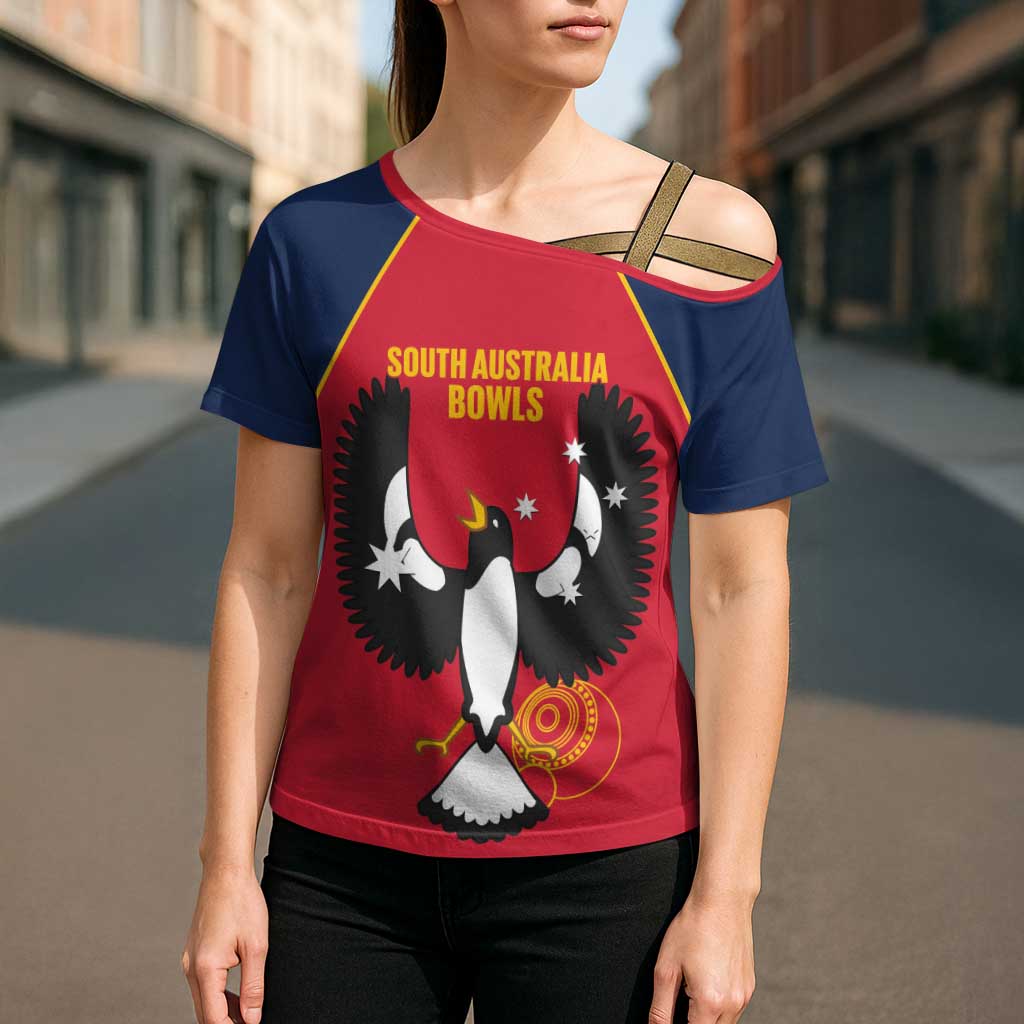 Custom South Australia Bowls Cross Shoulder Shirt Go Champions SA Piping Shrike - Aussie Hoodie